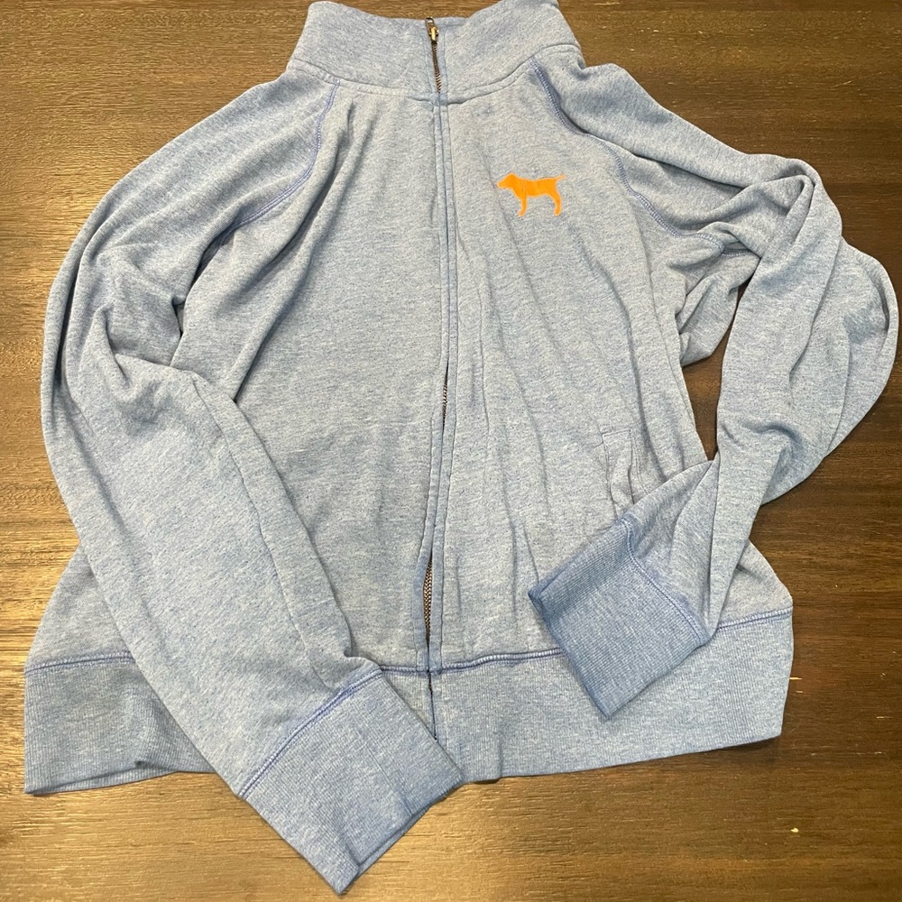 PINK Victoria's Secret Blue Zip-Up with Gold Accents